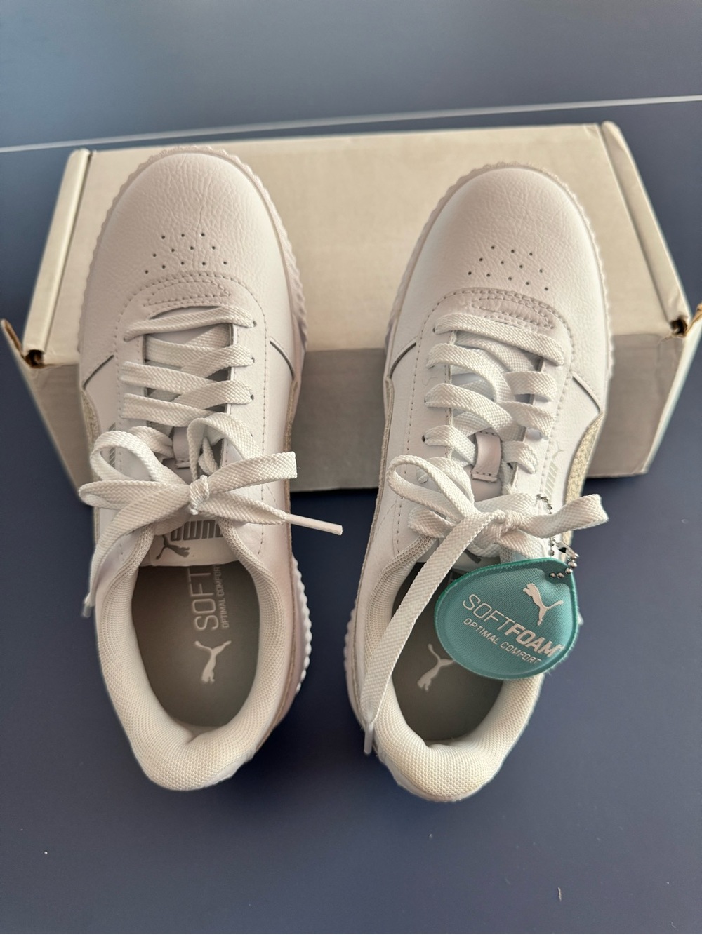 Puma White Low-Top SoftFoam Lace-Up Sneakers